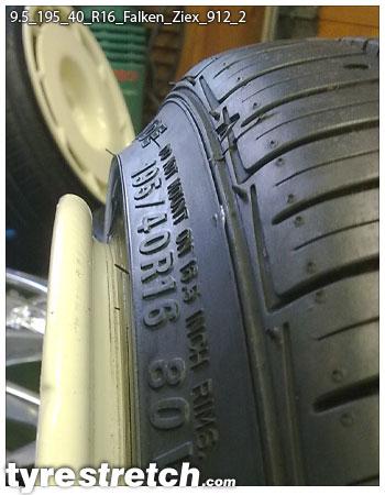 An example of tyre stretch: 195/40 R16 on 9.5J – FALKEN