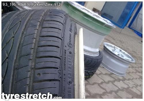 An example of tyre stretch: 195/40 R16 on 9.5J – FALKEN
