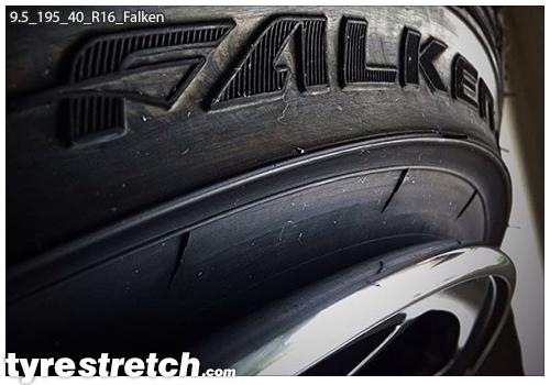 An example of tyre stretch: 195/40 R16 on 9.5J – FALKEN