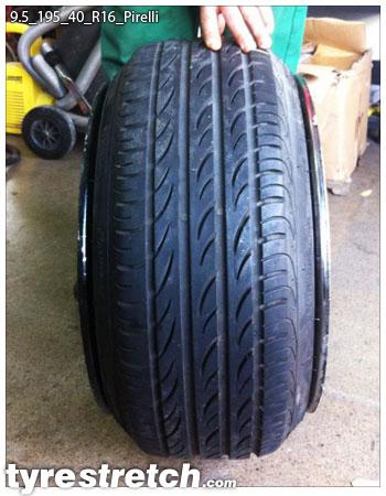 An example of tyre stretch: 195/40 R16 on 9.5J – PIRELLI