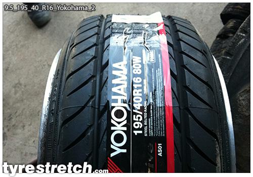 An example of tyre stretch: 195/40 R16 on 9.5J – YOKOHAMA