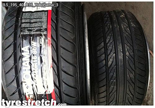 An example of tyre stretch: 195/40 R16 on 9.5J – YOKOHAMA
