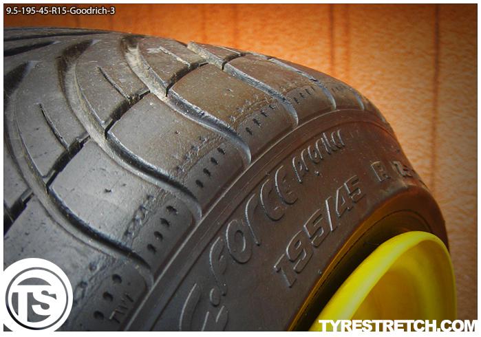 An example of tyre stretch: 195/45 R15 on 9.5J – GOODRICH