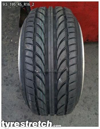 An example of tyre stretch: 195/45 R16 on 9.5J