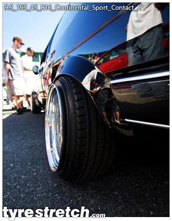 An example of tyre stretch: 195/45 R16 on 9.5J – CONTINENTAL