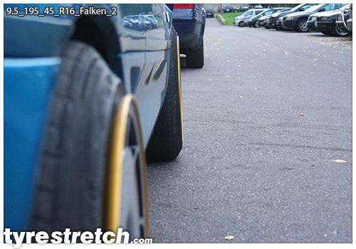 An example of tyre stretch: 195/45 R16 on 9.5J – FALKEN