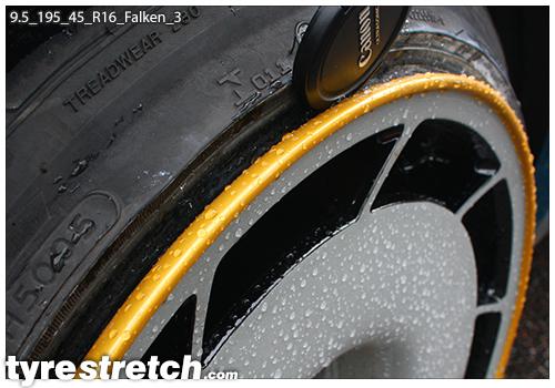 An example of tyre stretch: 195/45 R16 on 9.5J – FALKEN