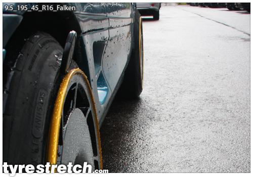 An example of tyre stretch: 195/45 R16 on 9.5J – FALKEN