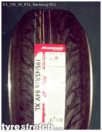 An example of tyre stretch: 195/45 R16 on 9.5J – NANKANG