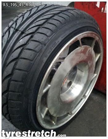 An example of tyre stretch: 195/45 R16 on 9.5J