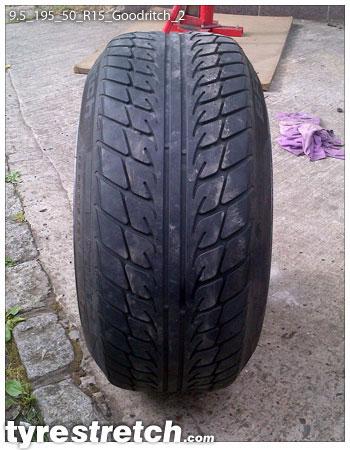 An example of tyre stretch: 195/50 R15 on 9.5J – GOODRICH