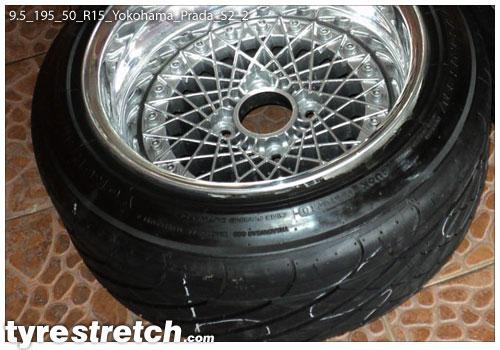 An example of tyre stretch: 195/50 R15 on 9.5J – YOKOHAMA