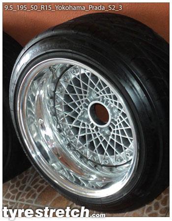 An example of tyre stretch: 195/50 R15 on 9.5J – YOKOHAMA