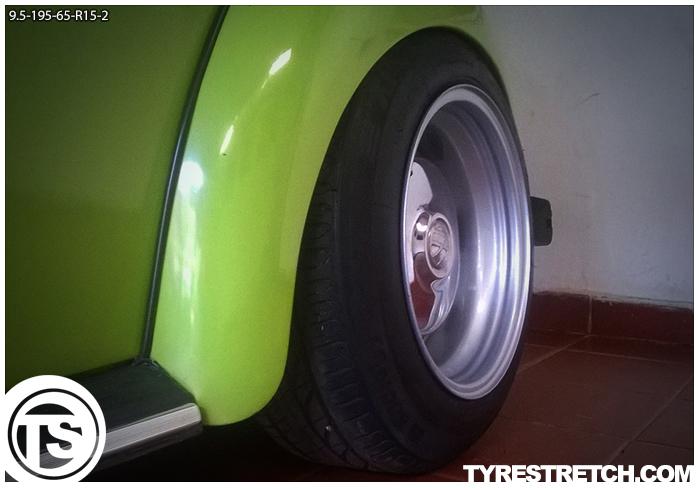 An example of tyre stretch: 195/65 R15 on 9.5J