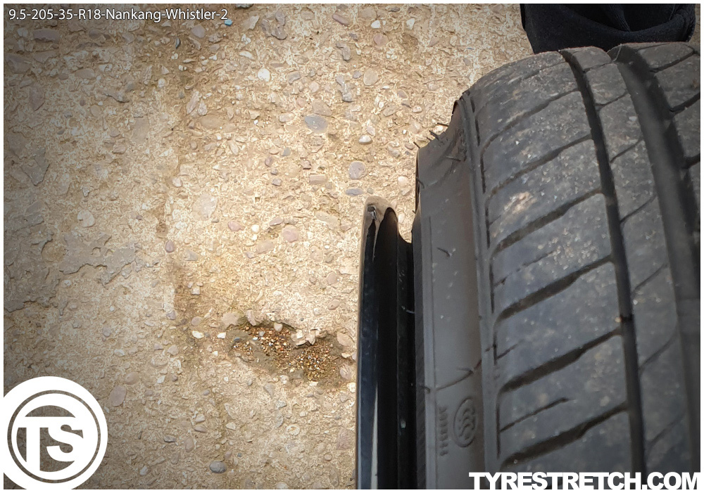 An example of tyre stretch: 205/35 R18 on 9.5J – NANKANG (WHISTLER)
