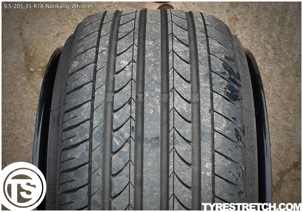 An example of tyre stretch: 205/35 R18 on 9.5J – NANKANG (WHISTLER)