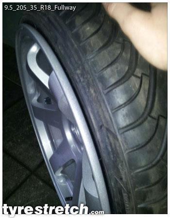 An example of tyre stretch: 205/35 R18 on 9.5J – FULLWAY