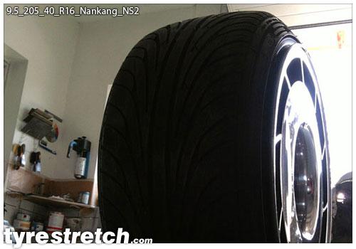 An example of tyre stretch: 205/40 R16 on 9.5J – NANKANG