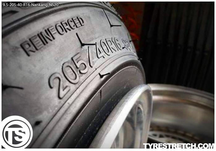 An example of tyre stretch: 205/40 R16 on 9.5J – NANKANG