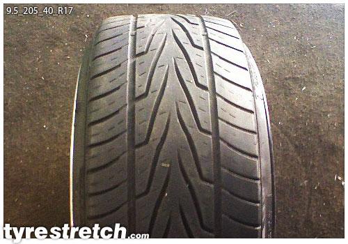 An example of tyre stretch: 205/40 R17 on 9.5J