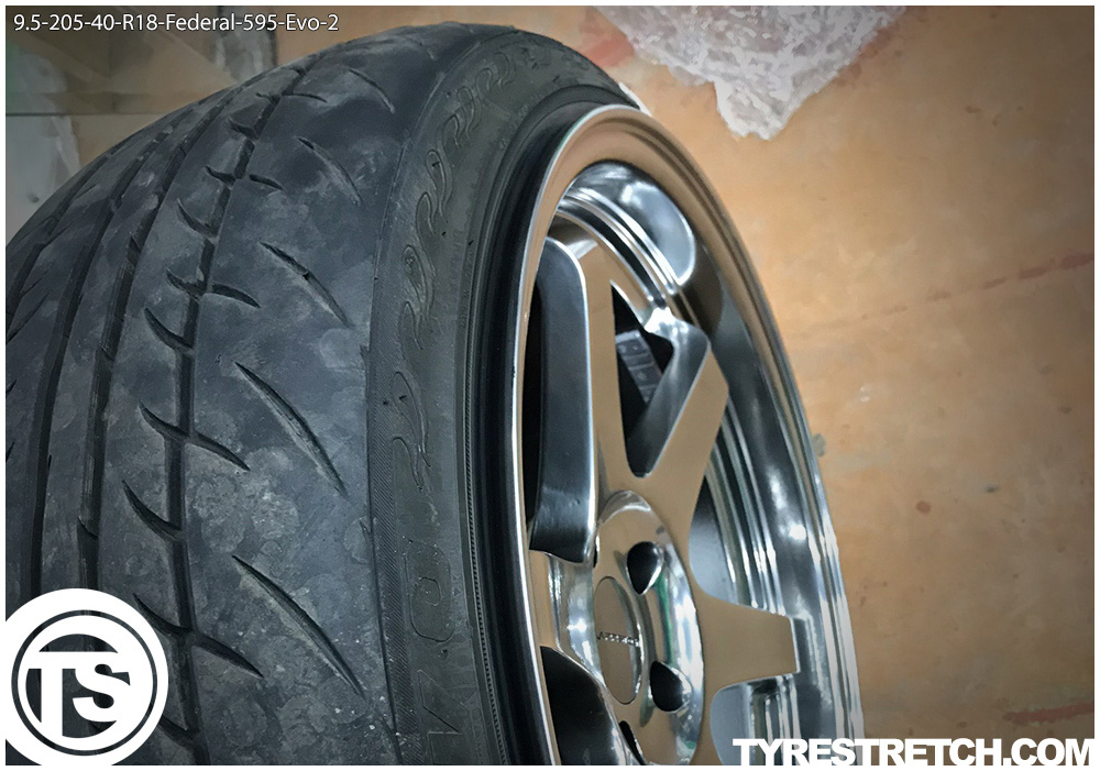 An example of tyre stretch: 205/40 R18 on 9.5J – FEDERAL
