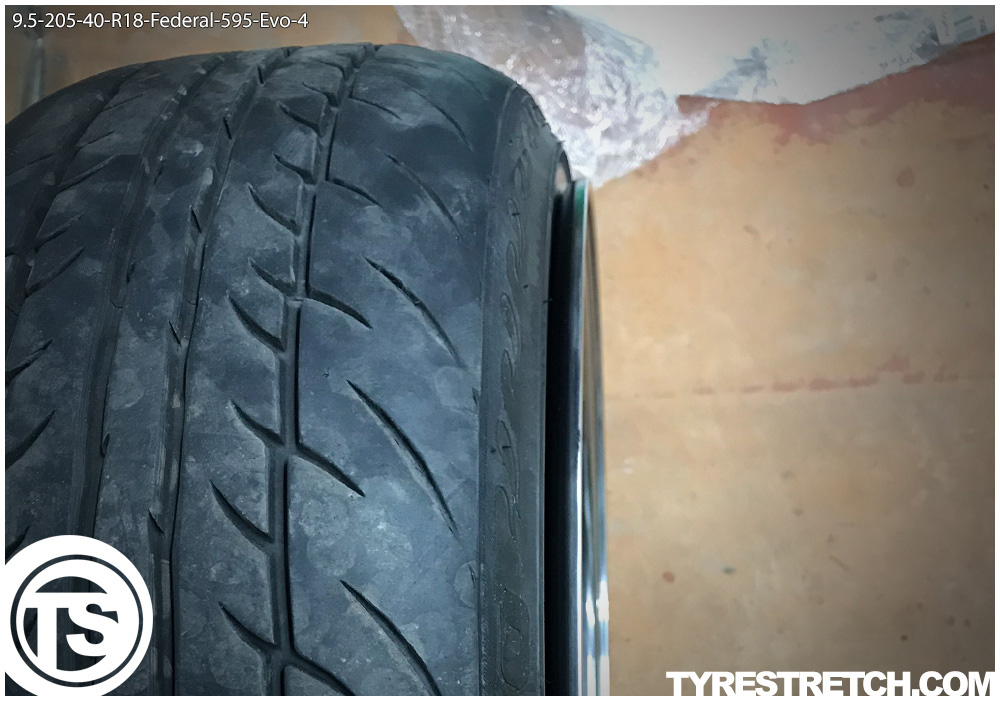 An example of tyre stretch: 205/40 R18 on 9.5J – FEDERAL