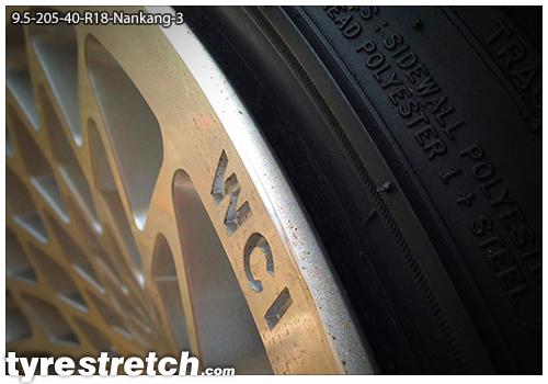 An example of tyre stretch: 205/40 R18 on 9.5J – NANKANG