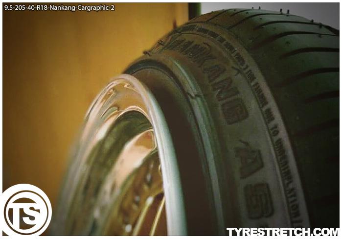 An example of tyre stretch: 205/40 R18 on 9.5J – NANKANG (CARGRAPHIC)