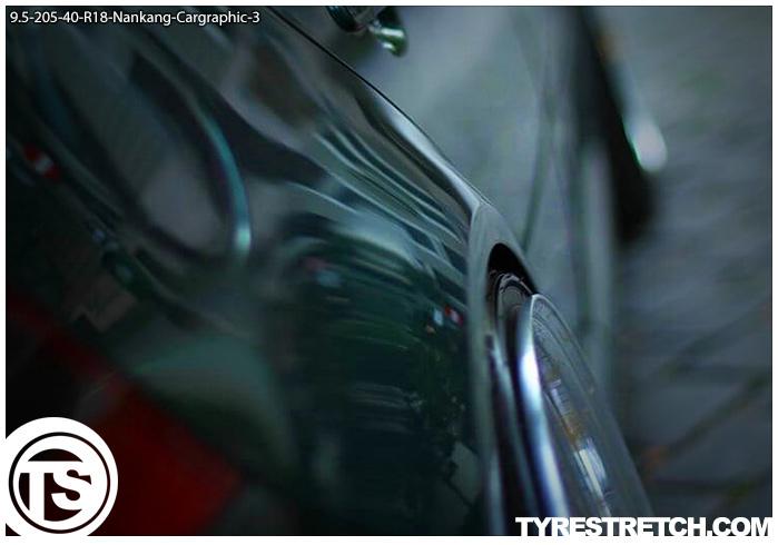 An example of tyre stretch: 205/40 R18 on 9.5J – NANKANG (CARGRAPHIC)