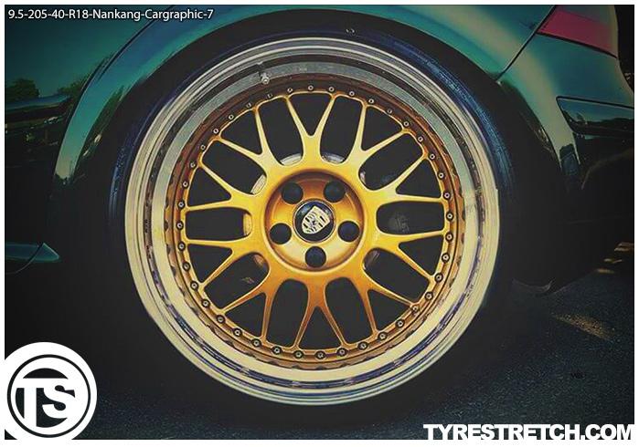 An example of tyre stretch: 205/40 R18 on 9.5J – NANKANG (CARGRAPHIC)