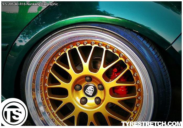 An example of tyre stretch: 205/40 R18 on 9.5J – NANKANG (CARGRAPHIC)