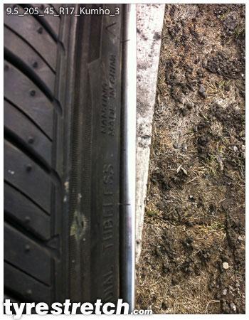 An example of tyre stretch: 205/45 R17 on 9.5J – KUMHO