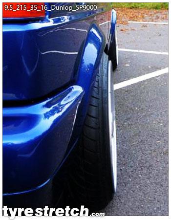 An example of tyre stretch: 215/35 R16 on 9.5J – DUNLOP