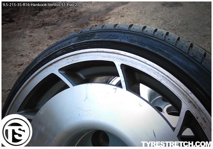An example of tyre stretch: 215/35 R16 on 9.5J – HANKOOK