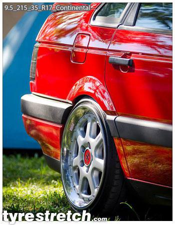 An example of tyre stretch: 215/35 R17 on 9.5J – CONTINENTAL