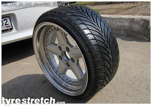 An example of tyre stretch: 215/35 R17 on 9.5J – GOODRICH