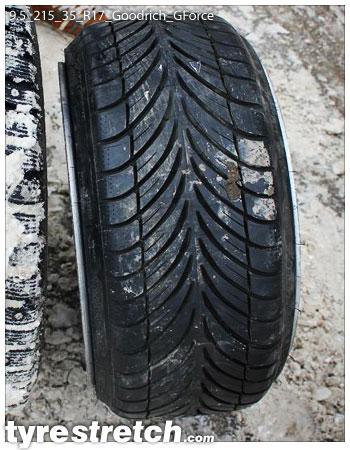 An example of tyre stretch: 215/35 R17 on 9.5J – GOODRICH