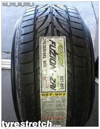 An example of tyre stretch: 215/35 R18 on 9.5J