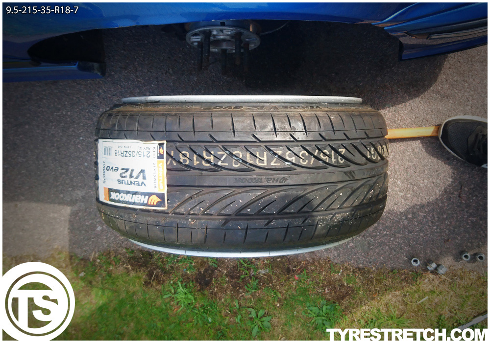 An example of tyre stretch: 215/35 R18 on 9.5J – HANKOOK