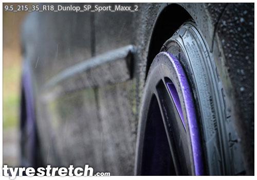 An example of tyre stretch: 215/35 R18 on 9.5J – DUNLOP