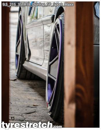 An example of tyre stretch: 215/35 R18 on 9.5J – DUNLOP