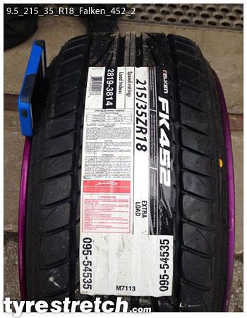 An example of tyre stretch: 215/35 R18 on 9.5J – FALKEN