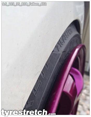 An example of tyre stretch: 215/35 R18 on 9.5J – FALKEN