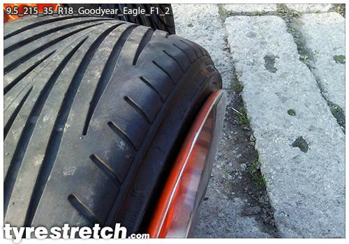 An example of tyre stretch: 215/35 R18 on 9.5J – GOODYEAR