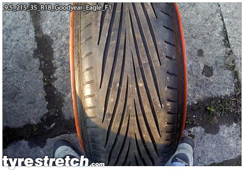 An example of tyre stretch: 215/35 R18 on 9.5J – GOODYEAR