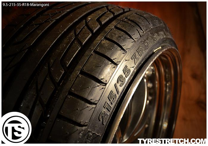 An example of tyre stretch: 215/35 R18 on 9.5J – MARANGONI