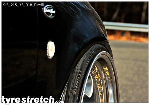 An example of tyre stretch: 215/35 R18 on 9.5J – PIRELLI