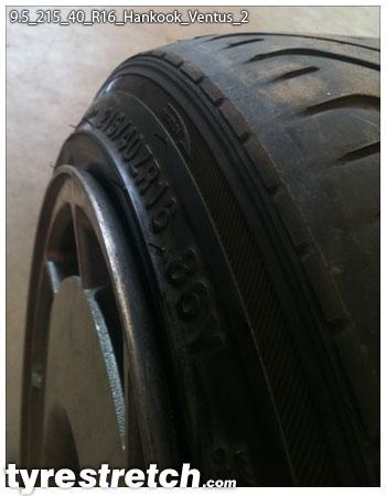 An example of tyre stretch: 215/40 R16 on 9.5J – HANKOOK