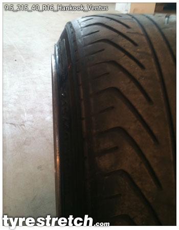 An example of tyre stretch: 215/40 R16 on 9.5J – HANKOOK