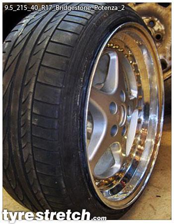 An example of tyre stretch: 215/40 R17 on 9.5J – BRIDGESTONE